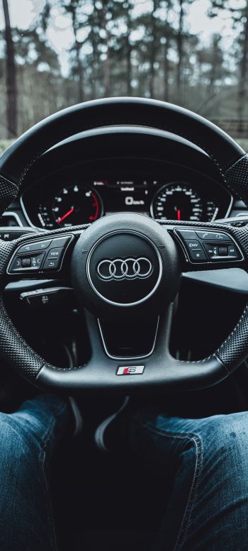 steering wheel audi, salon Audi Wallpaper 1080x2400