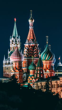 Обои 720x1280 Храм Василия Блаженного, Москва, Россия