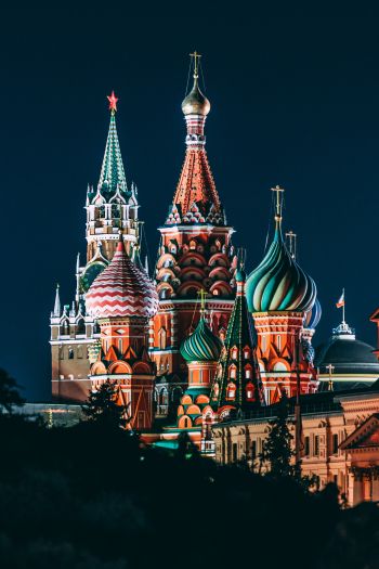 Обои 640x960 Храм Василия Блаженного, Москва, Россия