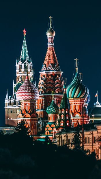 Обои 640x1136 Храм Василия Блаженного, Москва, Россия