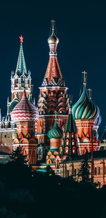 Обои 1440x2960 Храм Василия Блаженного, Москва, Россия