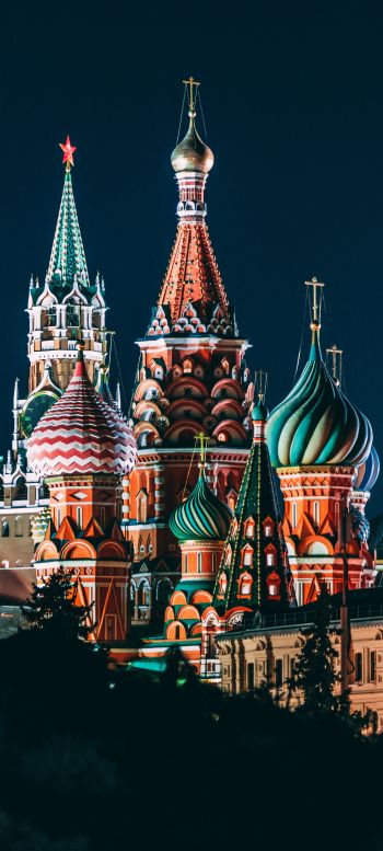 Обои 1440x3200 Храм Василия Блаженного, Москва, Россия