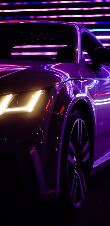 Audi TT, sports car, purple Wallpaper 1440x2960