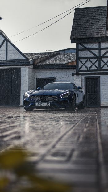 Mercedes-AMG, sports car, rain Wallpaper 1440x2560