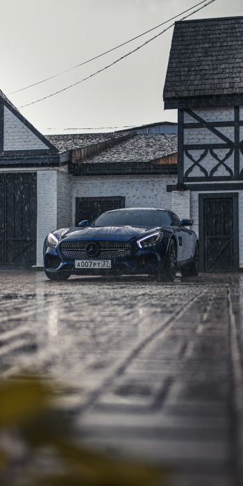Mercedes-AMG, sports car, rain Wallpaper 720x1440