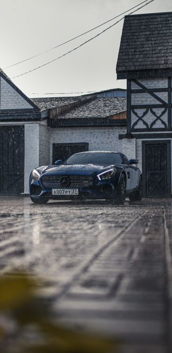 Обои 1080x2220 Mercedes-AMG, спортивная машина, дождь