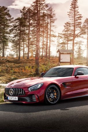 Обои 640x960 Mercedes-AMG GT, спортивная машина, дорога