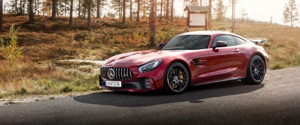 Mercedes-AMG GT, sports car, road Wallpaper 3440x1440