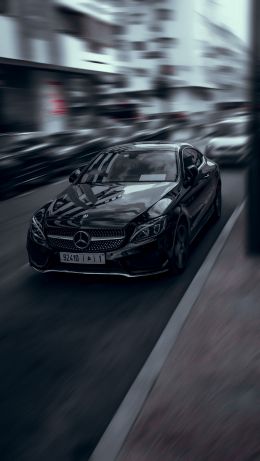 Обои 640x1136 Mercedes, черный, скорость