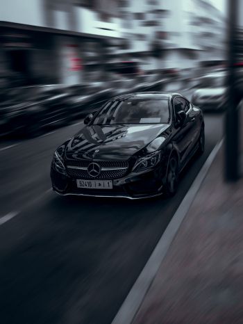 Mercedes, black, speed Wallpaper 2048x2732
