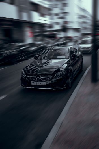 Mercedes, black, speed Wallpaper 640x960