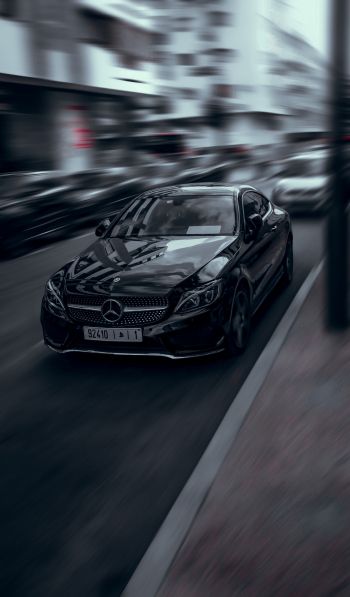 Mercedes, black, speed Wallpaper 600x1024