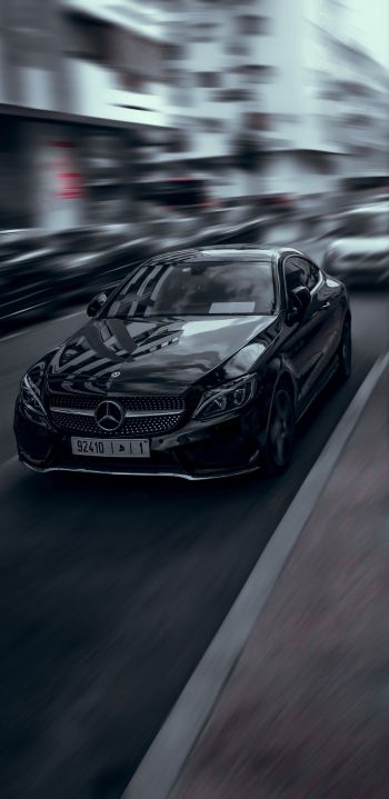 Mercedes, black, speed Wallpaper 1080x2220