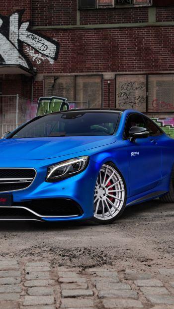 Обои 640x1136 Mercedes-AMG, спортивная машина, синий