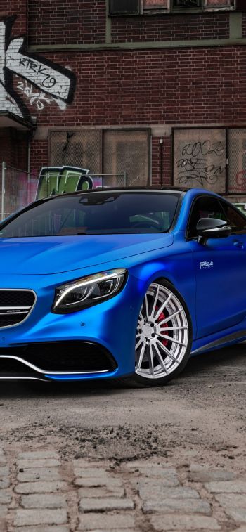 Обои 828x1792 Mercedes-AMG, спортивная машина, синий