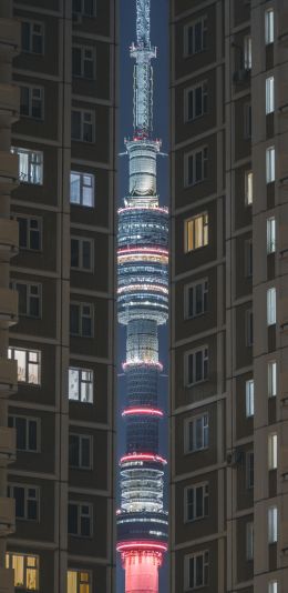Ostankino TV Tower, Moscow, Russia Wallpaper 1080x2220