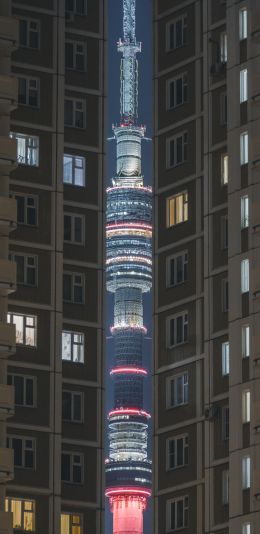 Ostankino TV Tower, Moscow, Russia Wallpaper 1440x2960