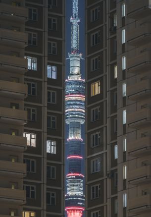 Ostankino TV Tower, Moscow, Russia Wallpaper 1640x2360