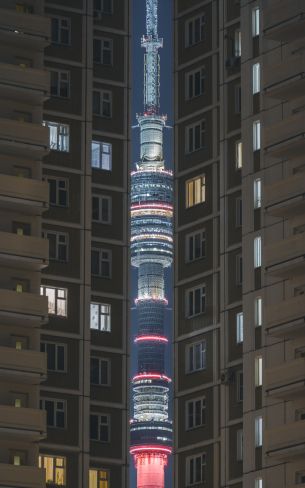 Ostankino TV Tower, Moscow, Russia Wallpaper 800x1280