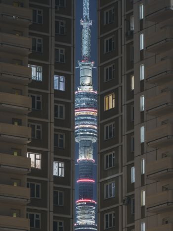 Ostankino TV Tower, Moscow, Russia Wallpaper 1620x2160