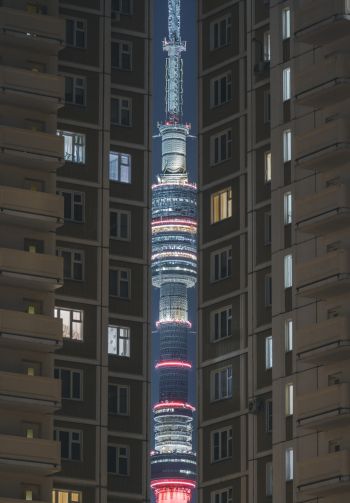 Ostankino TV Tower, Moscow, Russia Wallpaper 1640x2360