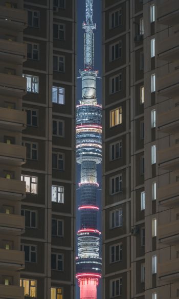 Ostankino TV Tower, Moscow, Russia Wallpaper 1200x2000