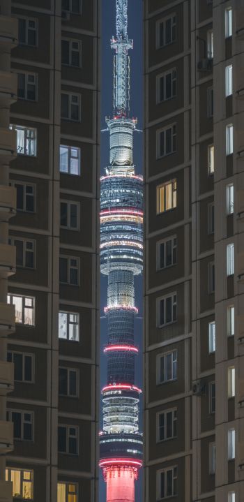 Ostankino TV Tower, Moscow, Russia Wallpaper 1080x2220