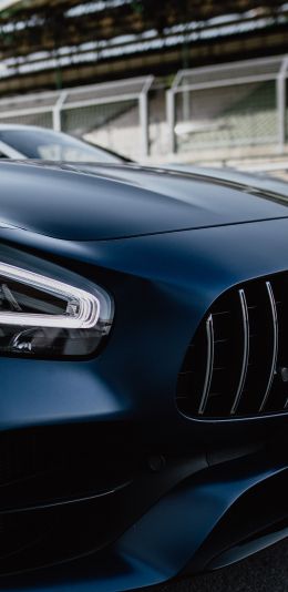 Mercedes-AMG GT, sports car, black Wallpaper 1440x2960