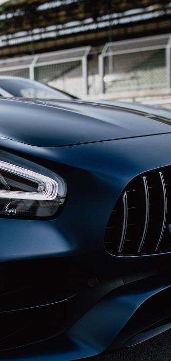 Mercedes-AMG GT, sports car, black Wallpaper 1440x3040