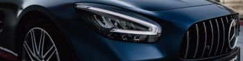 Mercedes-AMG GT, sports car, black Wallpaper 1590x400