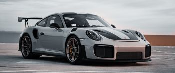 Porsche 911 GT2 RS, sports car, gray Wallpaper 3440x1440