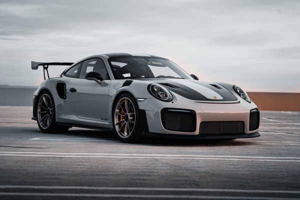 Porsche 911 GT2 RS, sports car, gray Wallpaper 5716x3811