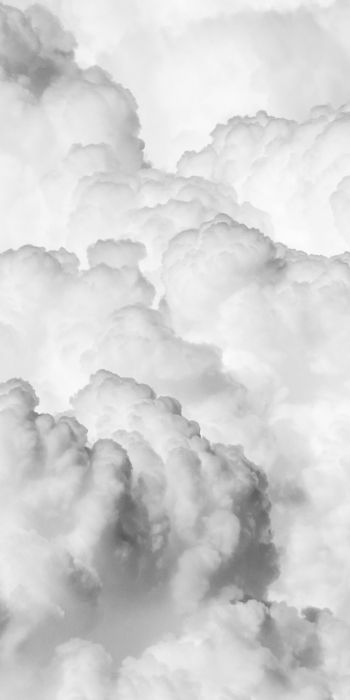 Обои 720x1440 кучевые облака, черное и белое