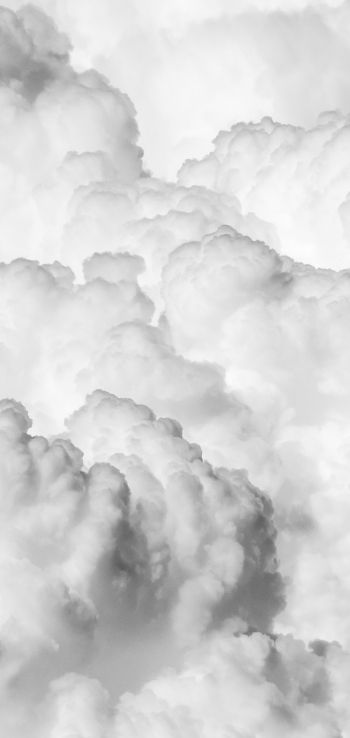 Обои 720x1520 кучевые облака, черное и белое