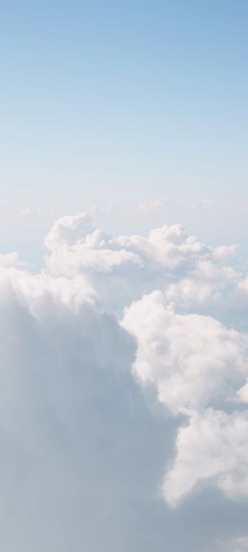 Обои 1440x3200 кучевые облака, небо, белый
