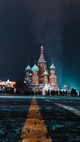 Обои 640x1136 Храм Василия Блаженного, Красная площадь, Москва