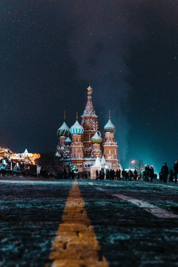 Обои 640x960 Храм Василия Блаженного, Красная площадь, Москва