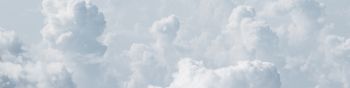 Обои 1590x400 кучевые облака, небо, белый