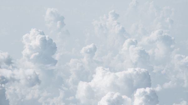 Обои 2048x1152 кучевые облака, небо, белый