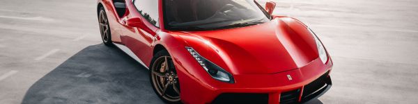 Ferrari 488, sports car Wallpaper 1590x400