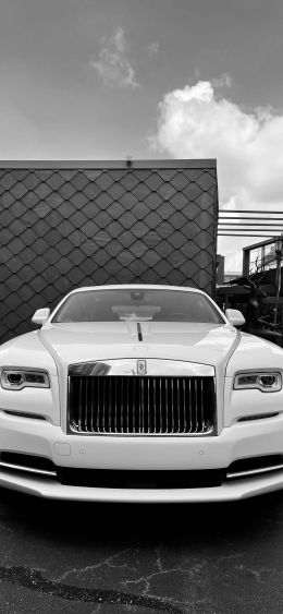 Rolls-Royce, black and white Wallpaper 1080x2340