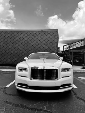 Rolls-Royce, black and white Wallpaper 1620x2160