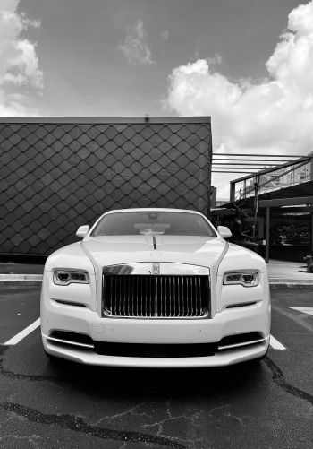 Rolls-Royce, black and white Wallpaper 1668x2388