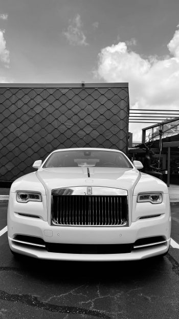 Rolls-Royce, black and white Wallpaper 1440x2560