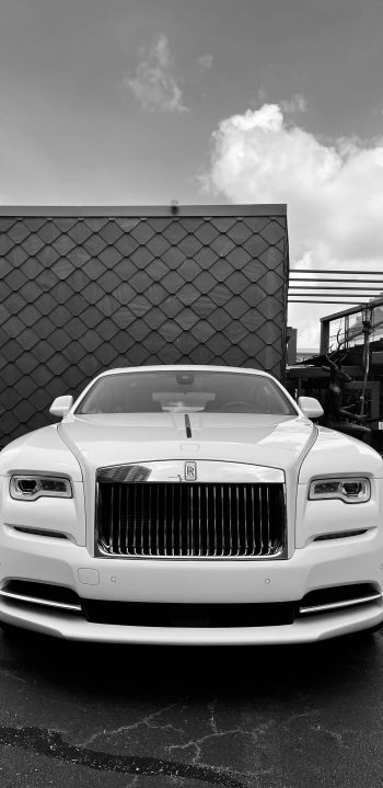 Rolls-Royce, black and white Wallpaper 1440x2960