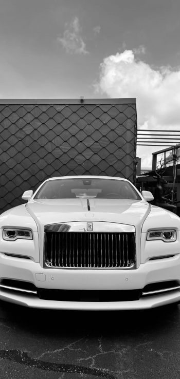 Rolls-Royce, black and white Wallpaper 1080x2280