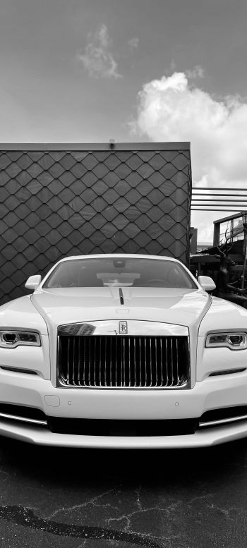 Rolls-Royce, black and white Wallpaper 1440x3200