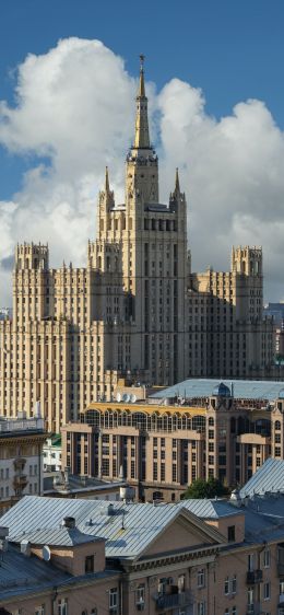Stalin skyscraper, Moscow, Russia Wallpaper 1170x2532