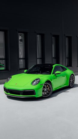 Porsche 911, sports car, green Wallpaper 640x1136