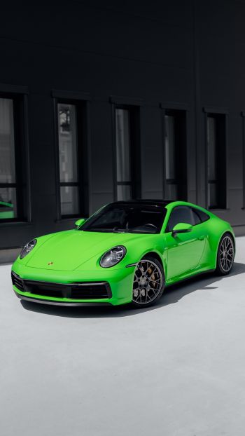 Обои 1080x1920 Porsche 911, спортивная машина, зеленый